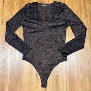 Abercrombie & Fitch Women’s  Brown Asymmetrical Long Sleeve Bodysuit